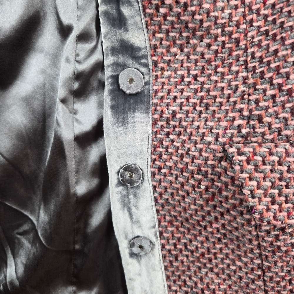 dS LAB Coat Women Size 6 Pink Grey Tweed Velvet Portrait Collar Chic Jacket - Picture 12 of 12